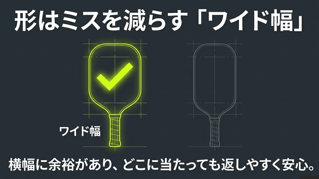 横幅の広いワイド型と、縦長のエロンゲーテッド型のシルエットを並べて比較した図